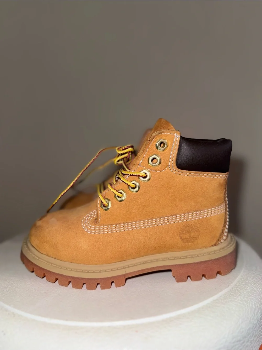 Timberland Kids Wheat Nubuck Lace-Up Boot with Dark Collar